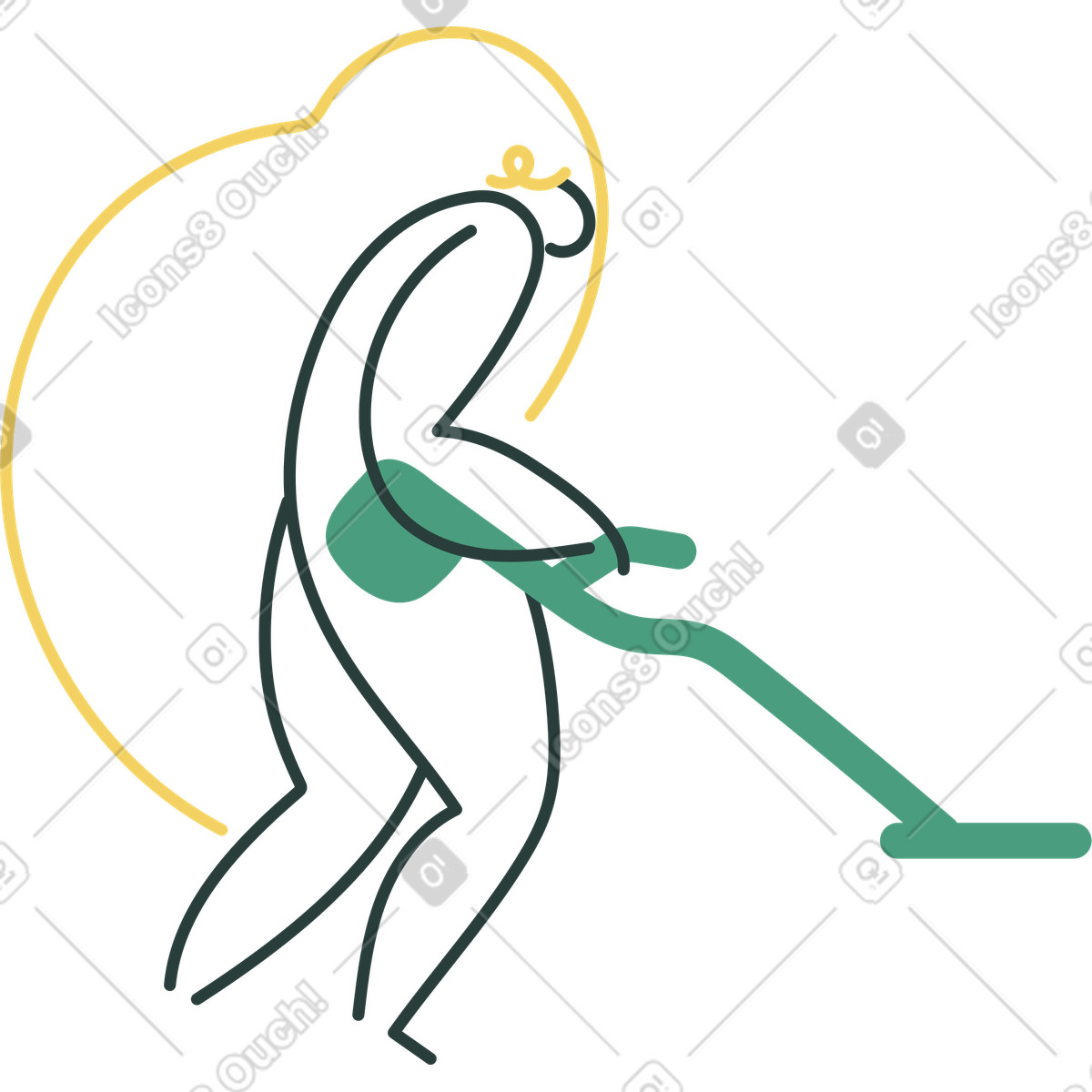Girl searching for treasure illustration in Macaroni style download in PNG, SVG