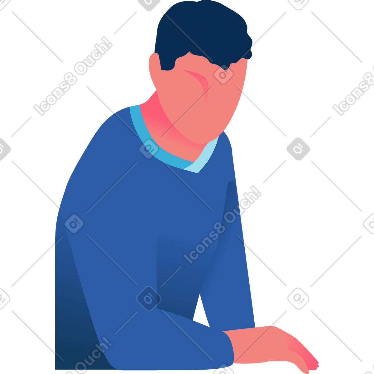 Man leans on his elbow illustration in Daily style download in PNG, SVG