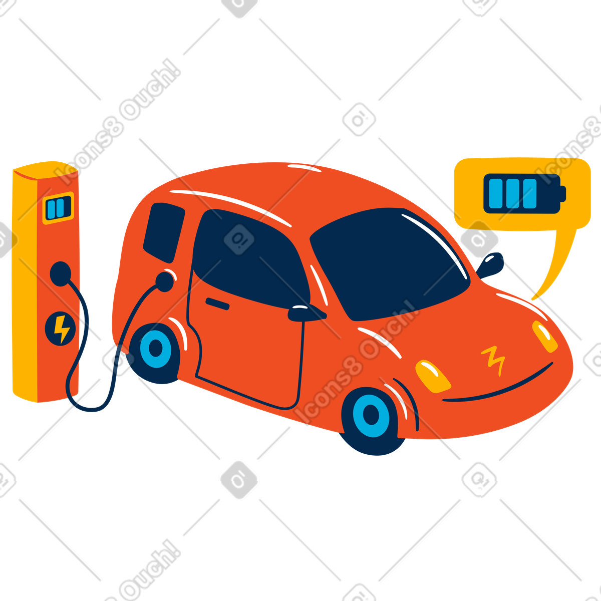 Flame スタイルの 電気自動車サービス のイラストをPNG、SVG形式でダウンロード