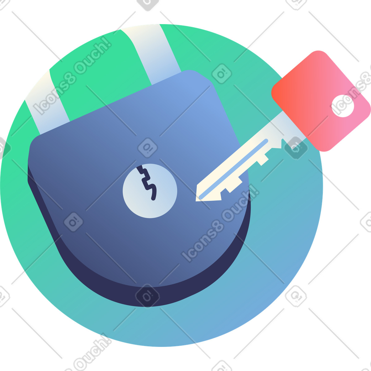 Lock and key, secure access icon illustration in PNG, SVG