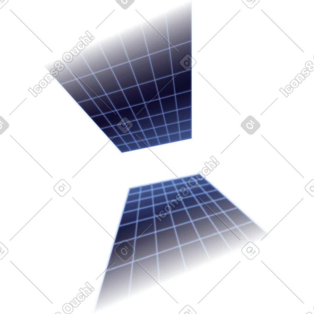 Two tilted perspective grids floating in digital space illustration Dimension style download PNG, SVG