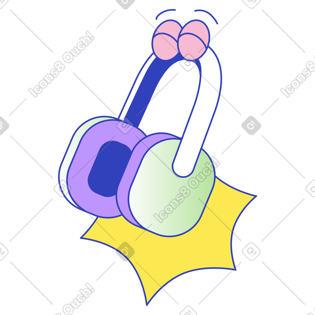 Remote work communication, Audio headset, Headphones illustration in Eyeful style download in PNG, SVG