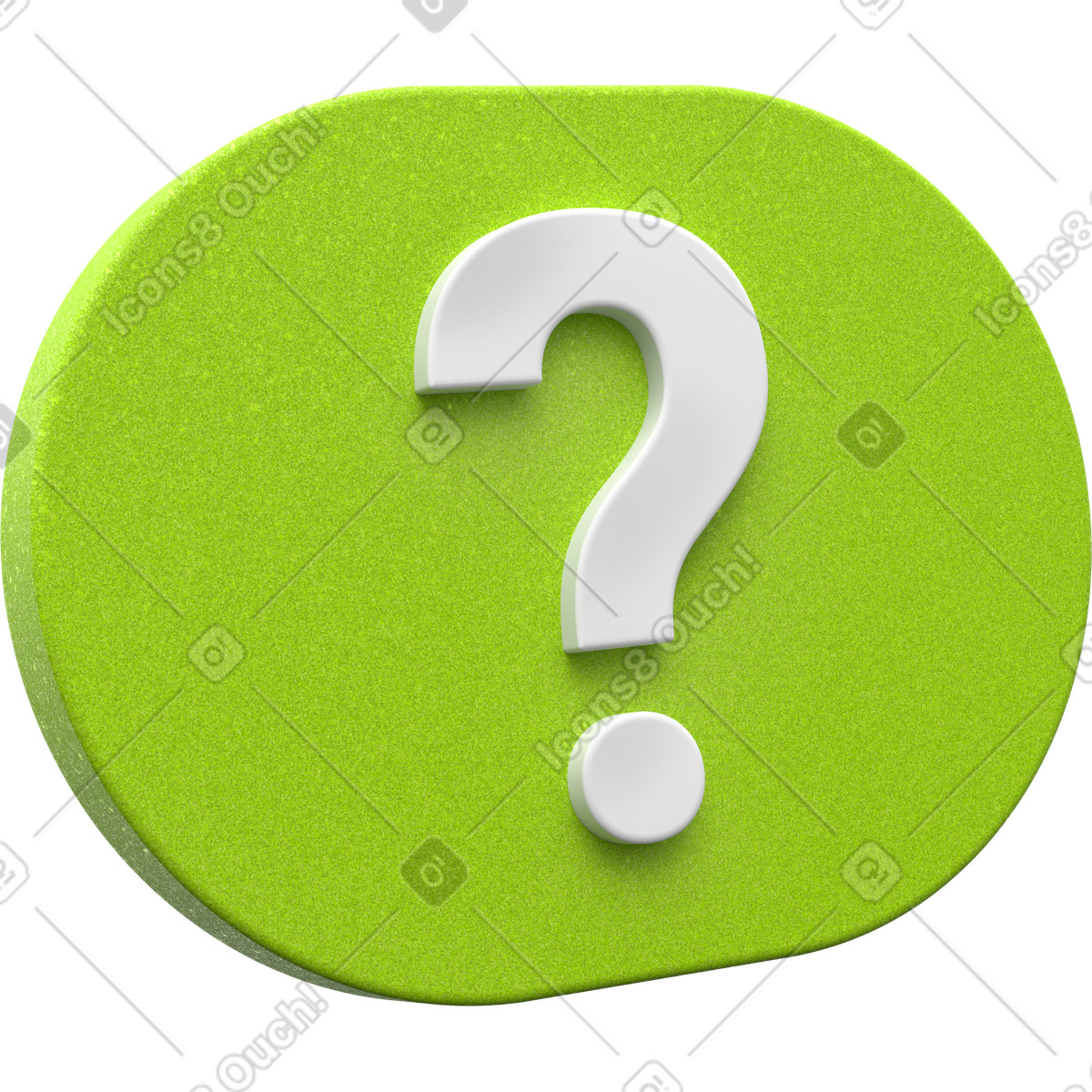 Illustration Badge d'interrogation vert 3d, icône arrondie avec point d'interrogation, du centre d'aide dans le style 3D Enterprise à télécharger aux formats PNG, SVG
