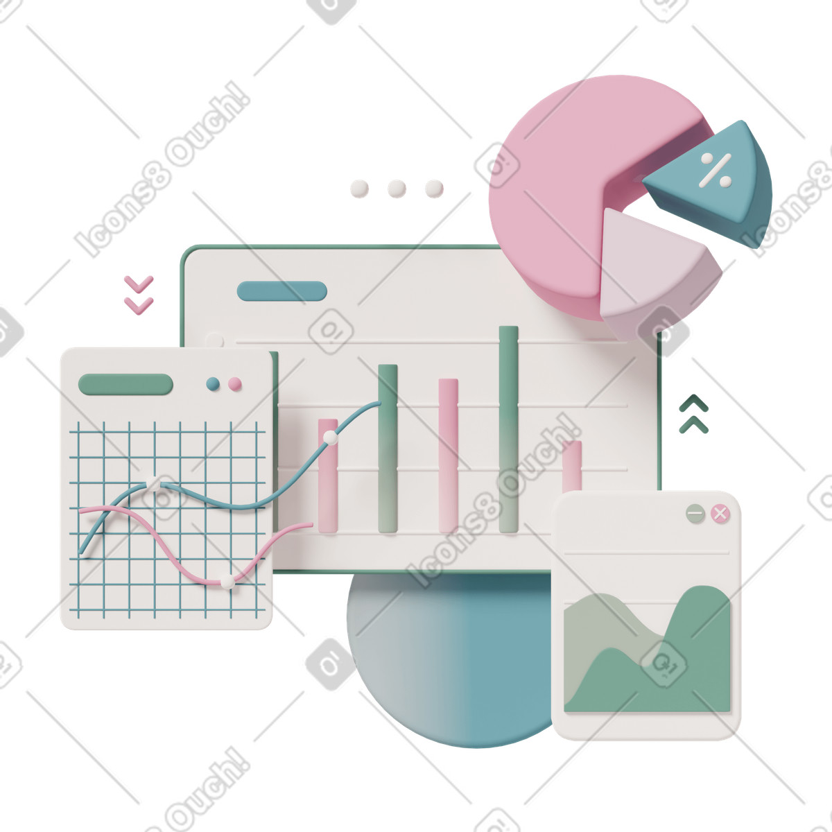 Анимированная иллюстрация Data analysis в стиле 3D Casual life — скачать в форматах GIF, Lottie (JSON), AE