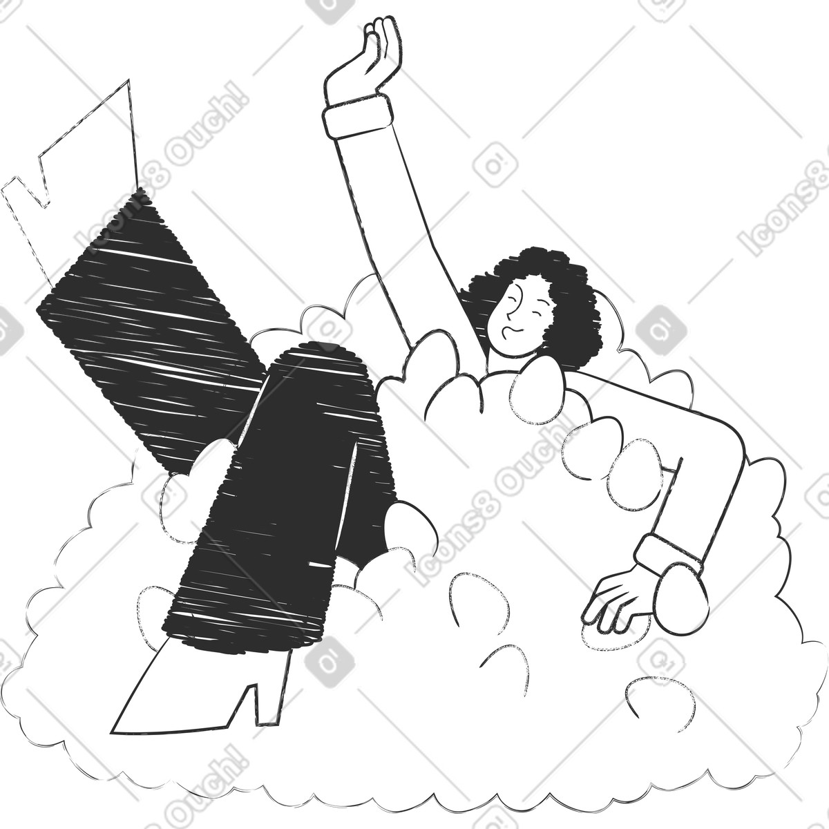 Illustration Femme dans un tas d'œufs de pâques le style Graphite à télécharger aux formats PNG, SVG