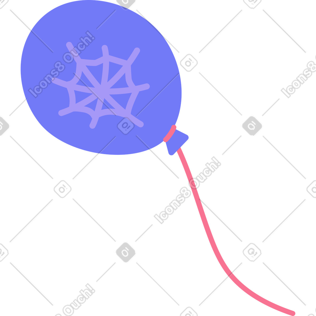 Balloon with spider web illustration in Giggle style download in PNG, SVG