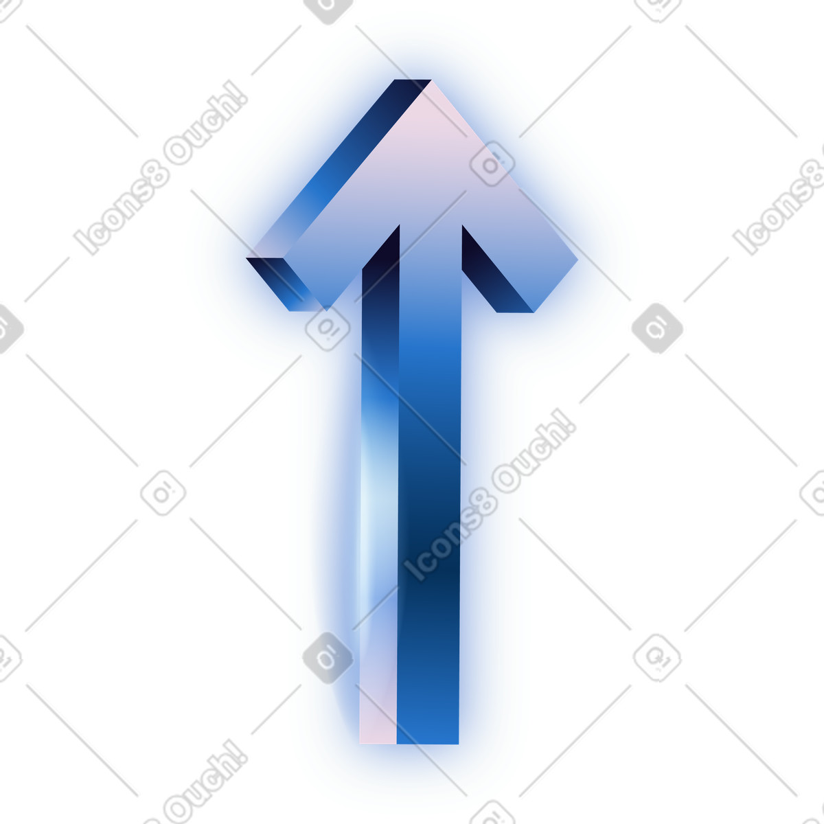 Upward direction with bold arrow icon illustration in Dimension style download in PNG, SVG