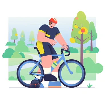 A cyclist adjusting the handlebars of a bicycle before a ride in the park