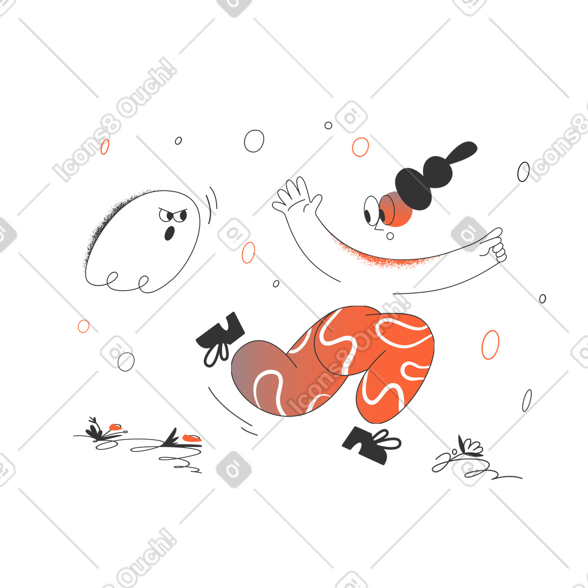 Running from ghost illustration in PNG, SVG