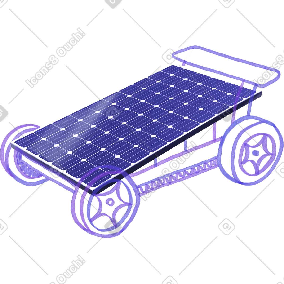 Solar car science project illustration in Marker style download in PNG, SVG
