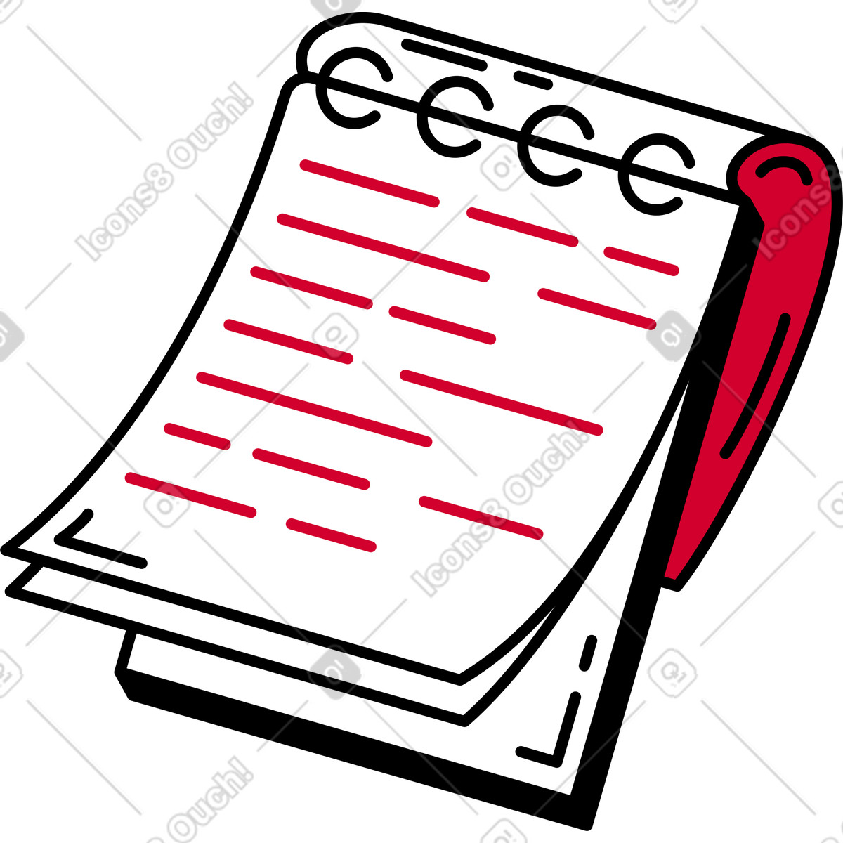Open notebook illustration in PNG, SVG