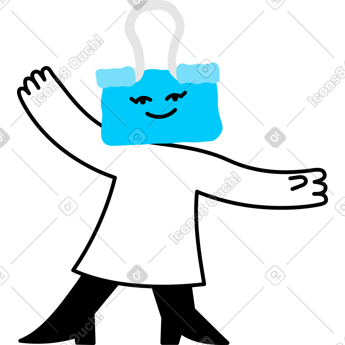 Figur mit dem büroklammerkopf-Illustration im Giggle-Stil als Download in PNG, SVG