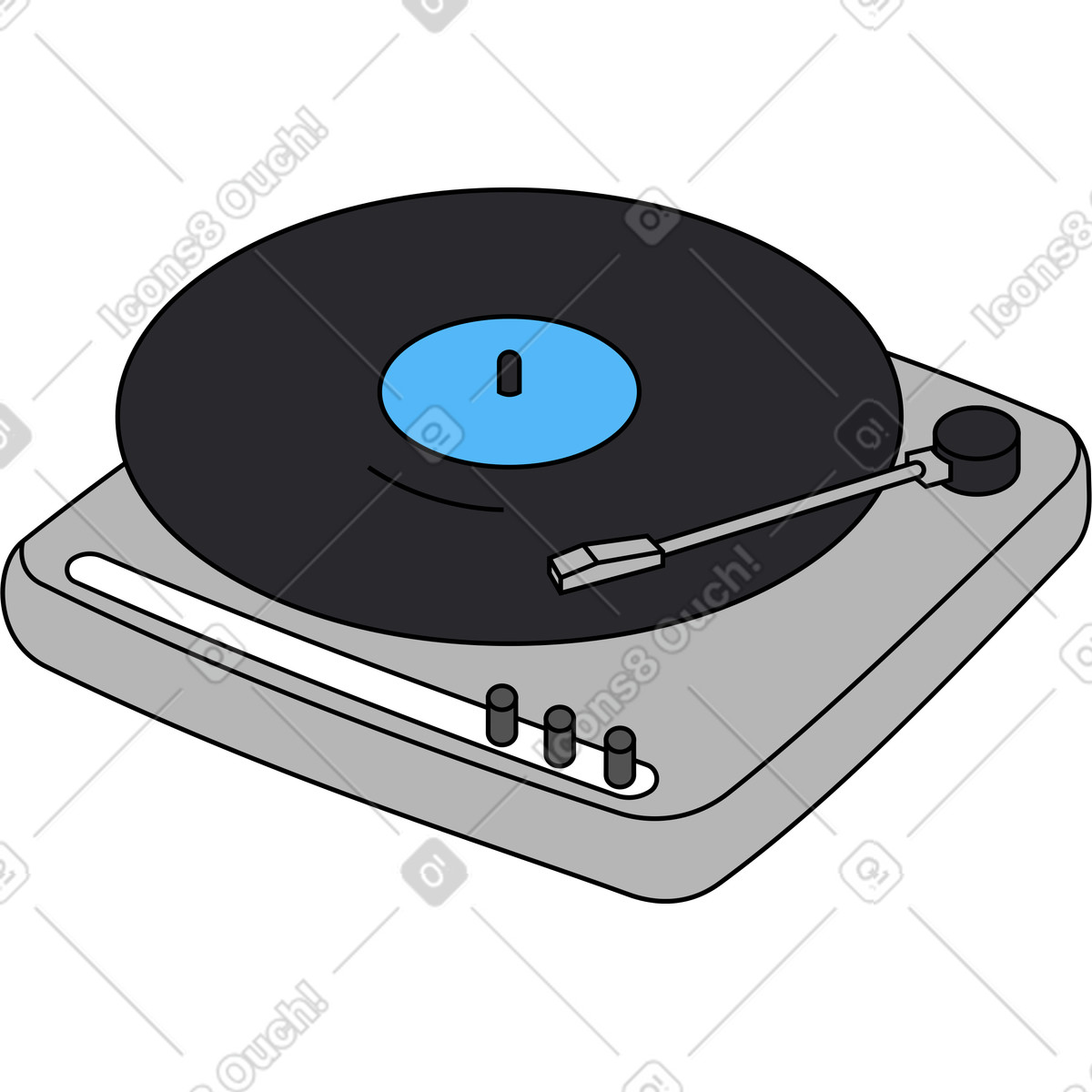 Vinyl player illustration in Kindy style download in PNG, SVG