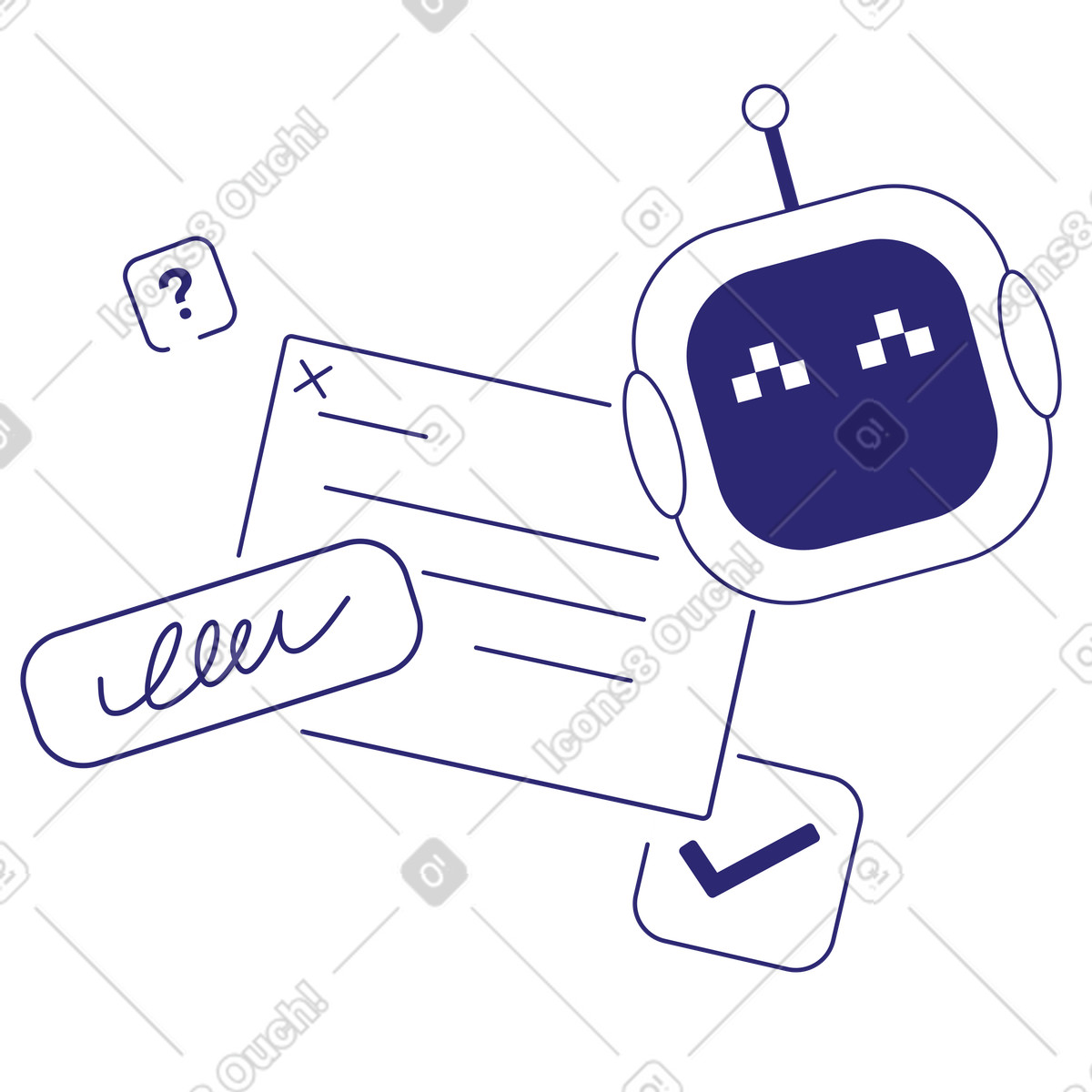 AI chatbot with dialogue boxes and feedback, Virtual assistant for messaging systems illustration in PNG, SVG