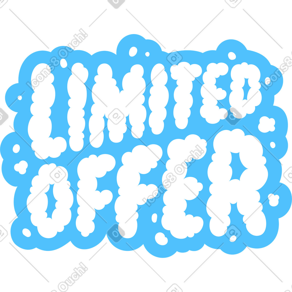 Lettering limited offer white cloud text illustration in style download in PNG, SVG