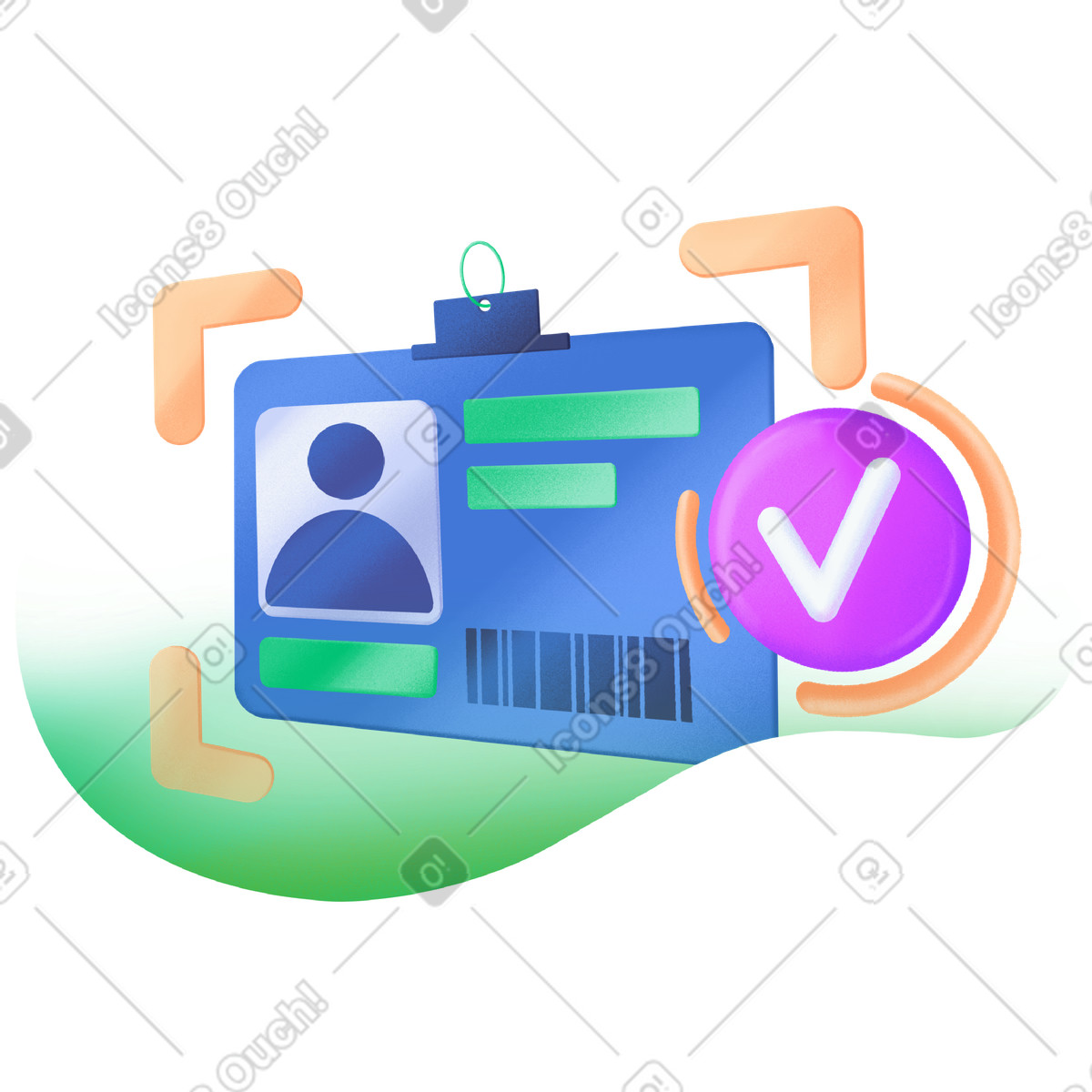 Blue id card successfully read illustration in PNG, SVG