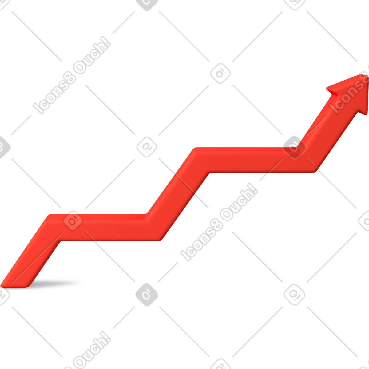 Red zigzag up arrow illustration in 3D Business style download in PNG, SVG