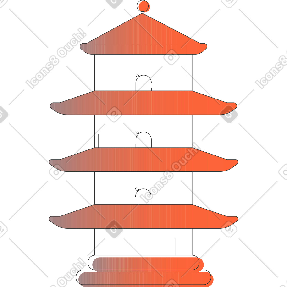 Illustration Pagode dans le style Crayon à télécharger aux formats PNG, SVG