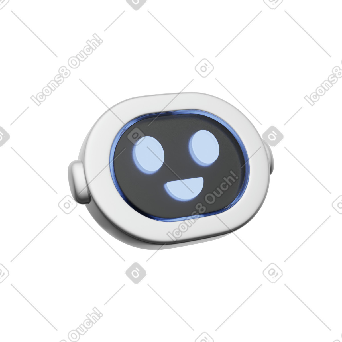 Freundlicher metall-chatbot-Illustration im 3D Playful-Stil als Download in PNG, SVG