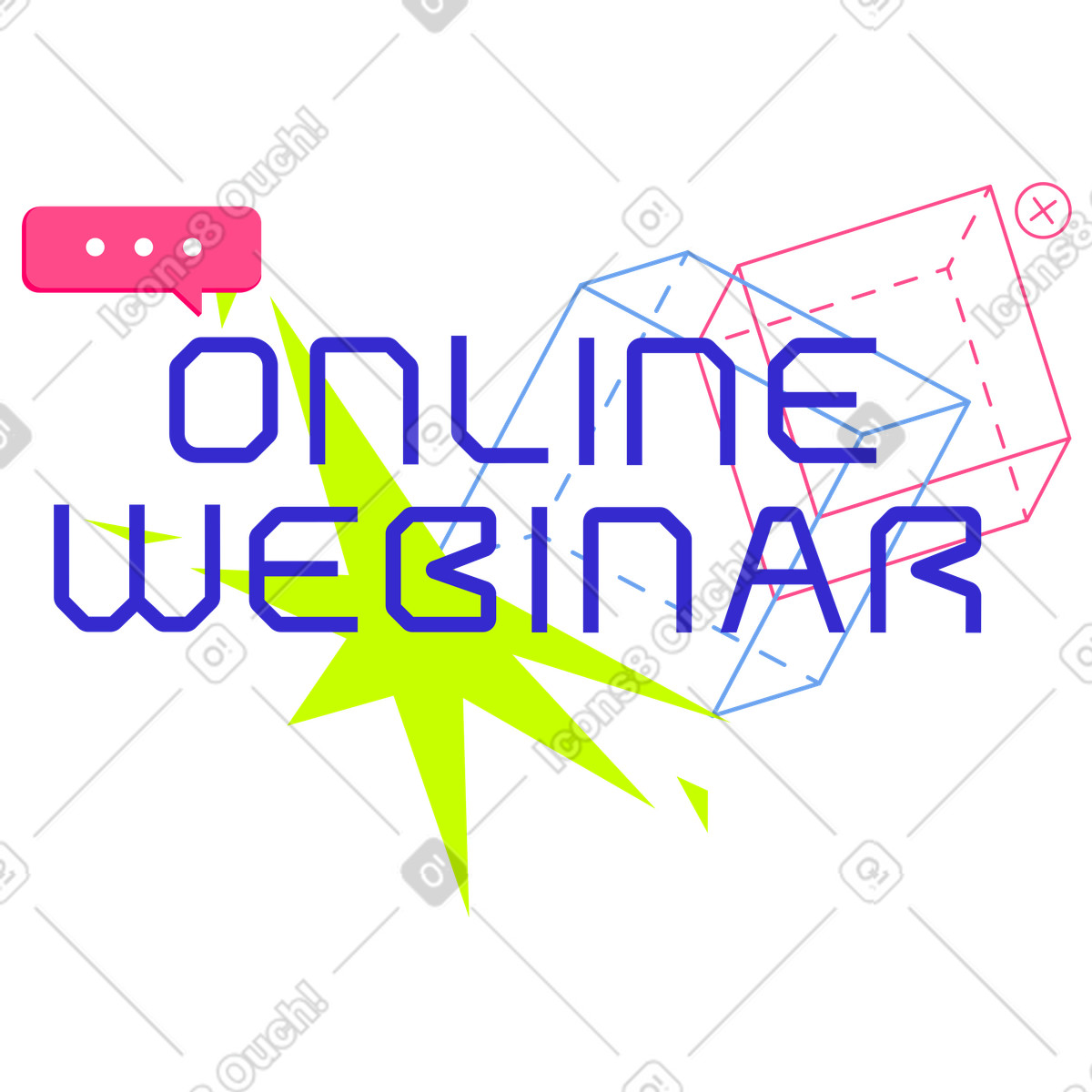 Lettering online webinar text with cubes illustration in Space style download in PNG, SVG