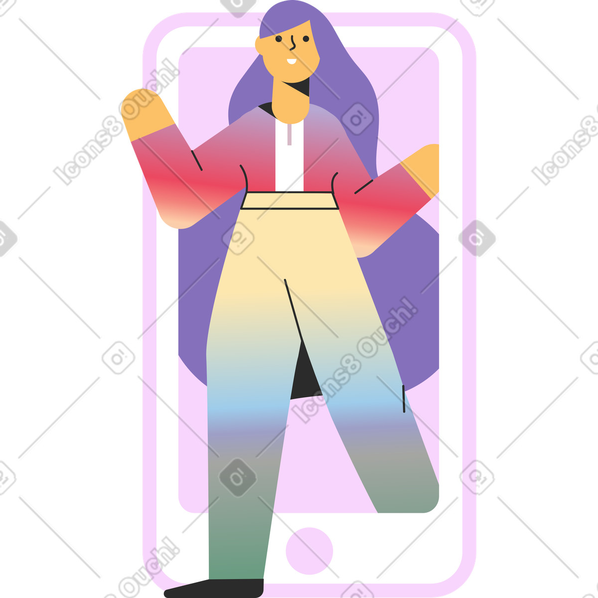 Marginalia スタイルの Woman getting off the phone のイラストをPNG、SVG形式でダウンロード