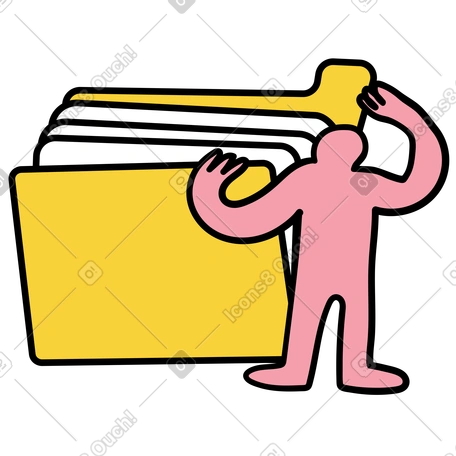 Secretary searching through large file folder, data organization and ...