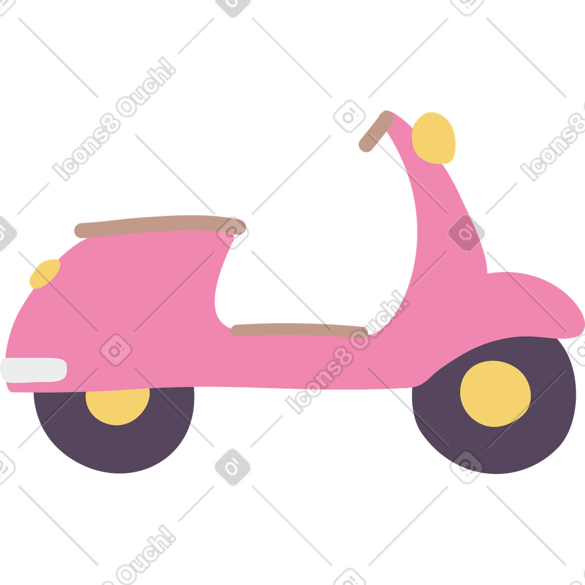 Pink scooter-Illustration im Pluto-Stil als Download in PNG, SVG