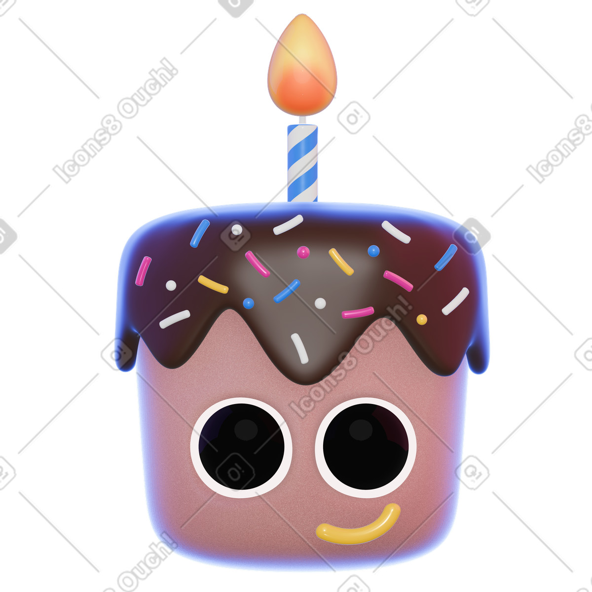 Cupcake mit augen-Illustration im 3D Holidays-Stil als Download in PNG, SVG