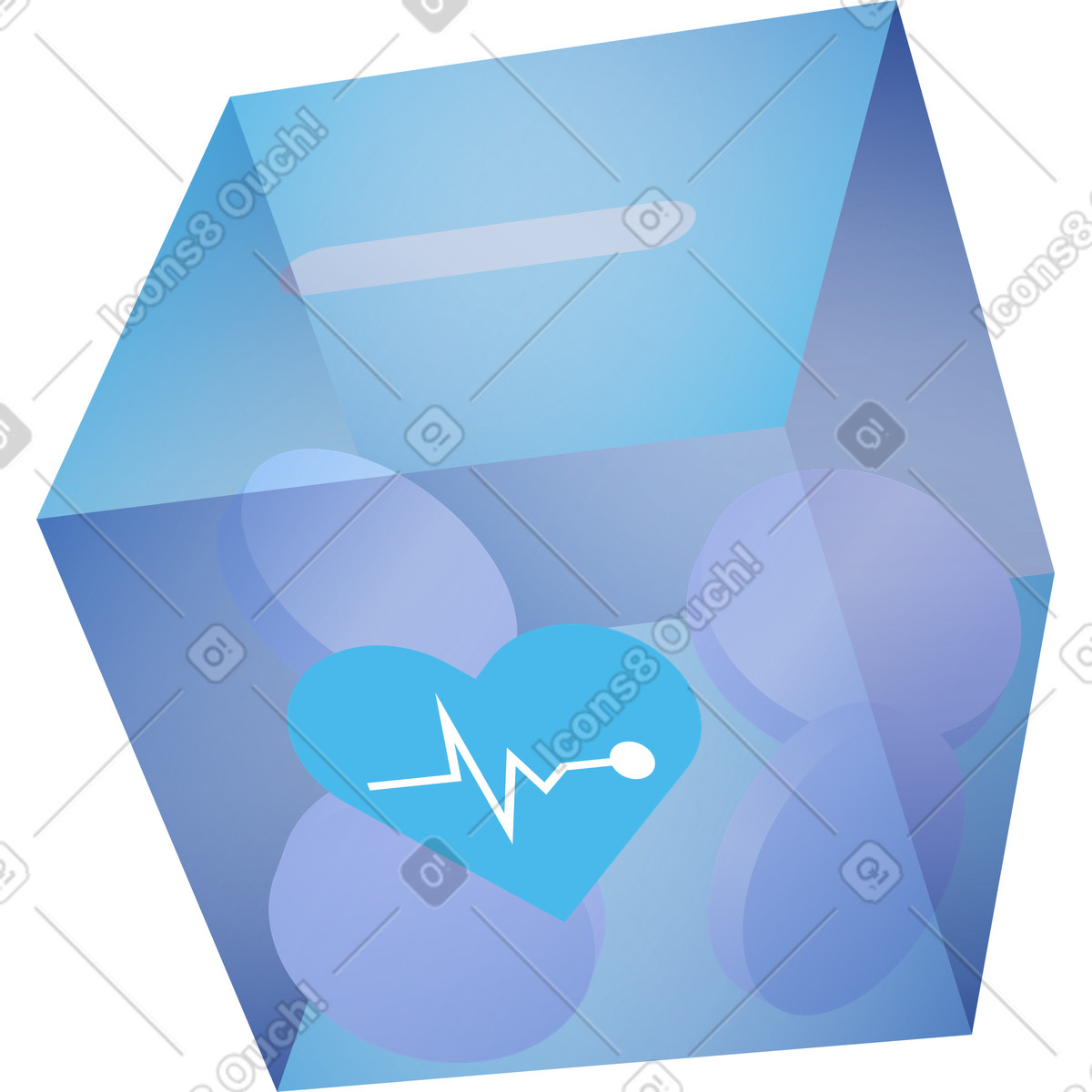 Healthcare fundraising concept with transparent donation box and heart icon illustrazione in stile Quantum scarica in PNG, SVG