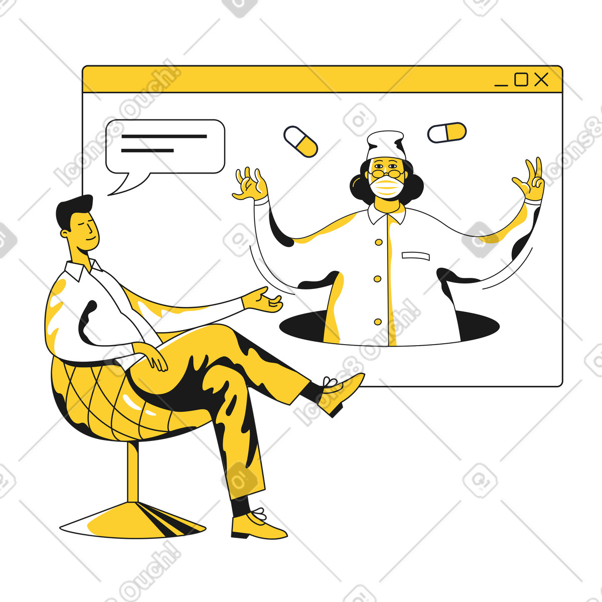 Ilustração de Consulta online em no estilo Taxi para baixar em PNG, SVG