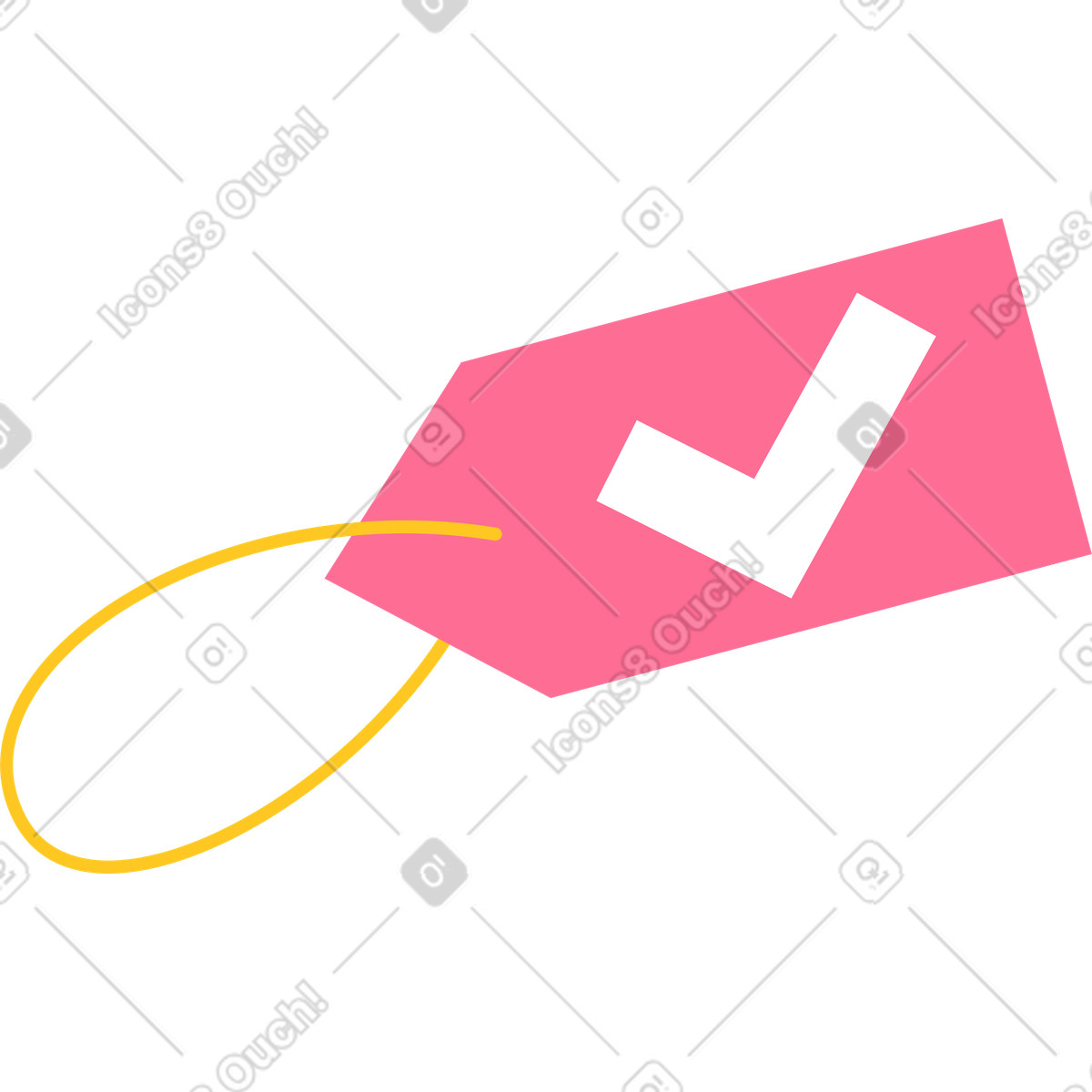 Tag with checkmark illustration in Bright style download in PNG, SVG