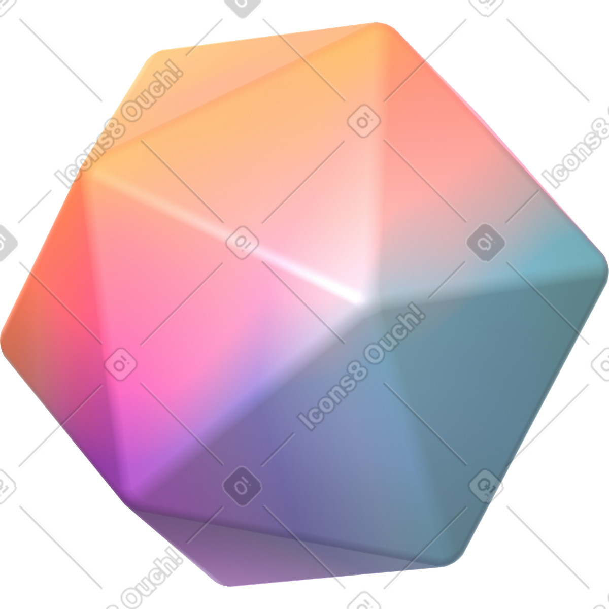 Ilustração de Icosaedro em no estilo 3D Glassy para baixar em PNG, SVG