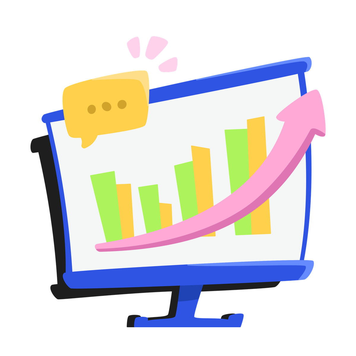 Präsentation des growing graph illustration in PNG, SVG
