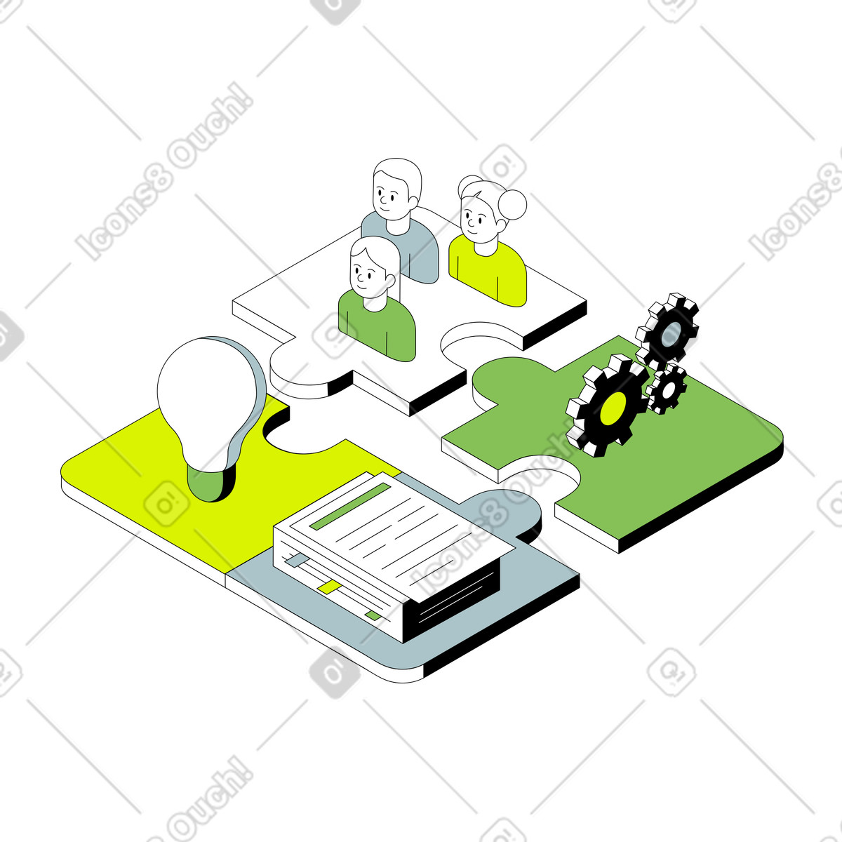 Teamwork and business company framework illustration in Isometric style download in PNG, SVG