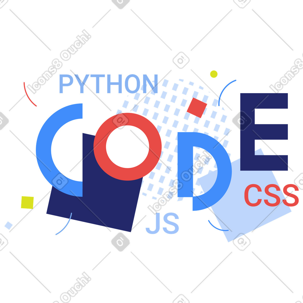 Illustration Code texte, python, css, js aux formats PNG et SVG