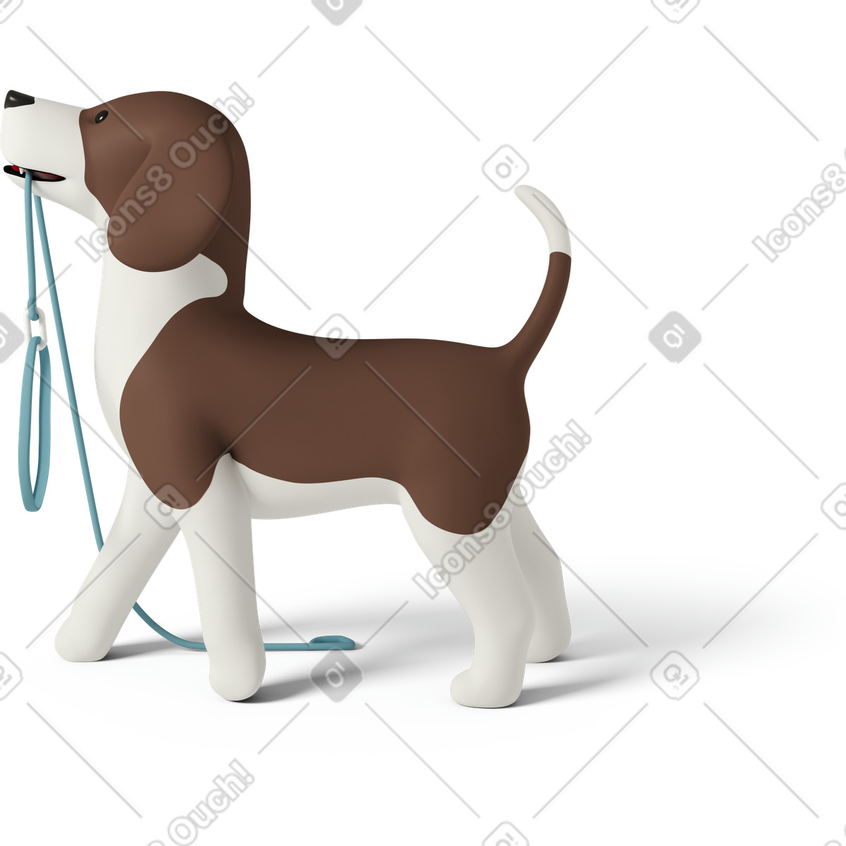 3D Casual life 스타일의 Dog walking and carrying leash 일러스트레이션 PNG, SVG 다운로드