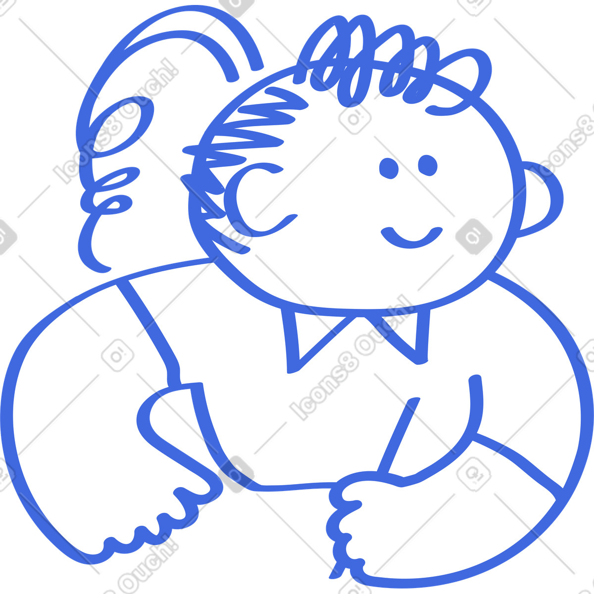 Ilustración Character portrait with ponytail hair smiling and looking to side en estilo Ballpoint Pen a descargar en PNG y SVG