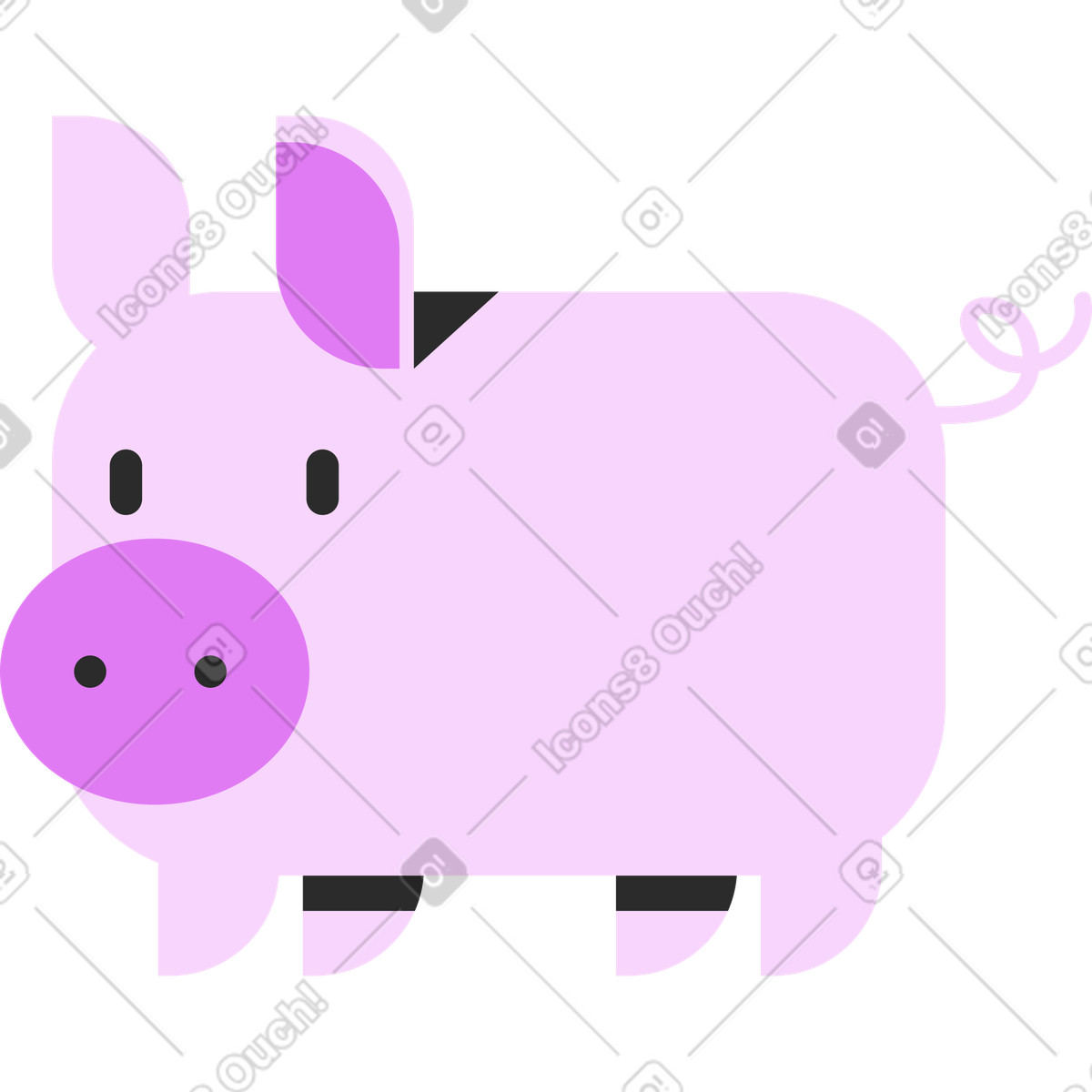 Ilustración Cerdo en estilo Marginalia a descargar en PNG y SVG