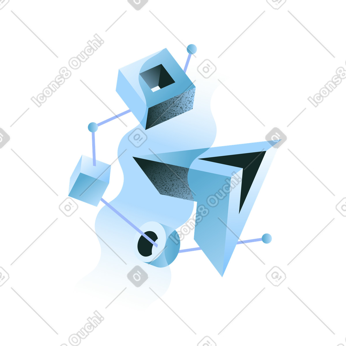 Forme geometriche blu fluttuanti, concetto di tecnologia e innovazione illustrazione in stile Concept scarica in PNG, SVG