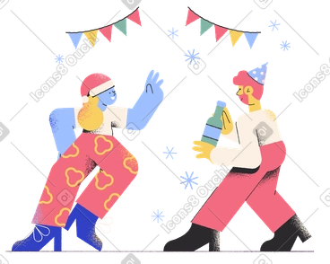 Friends dancing and partying at christmas PNG, SVG