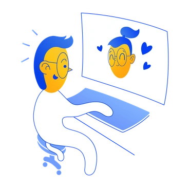 A person interacting with a computer screen - Buddy style illustration