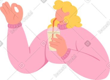 Femme avec smoothie en verre plastique PNG, SVG