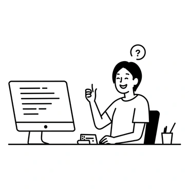 A smiling customer sitting at a desk in front of a computer, giving a thumbs up with their right hand. The customer has short hair and is wearing a casual t-shirt. The computer screen displays a confirmation message indicating a successful submission of a contact form. A notepad and a pen are placed next to the computer on the desk.