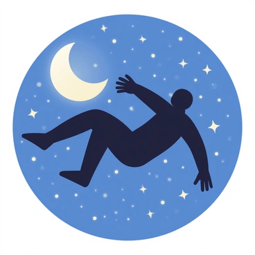 A silhouette of a diver is positioned against a starry night sky. The diver is in a mid-dive pose, with arms outstretched and legs slightly bent. The background features a deep navy blue sky filled with numerous small, twinkling stars, creating a sparkling effect. A large crescent moon casts a soft glow, illuminating the edges of the diver's silhouette. The scene captures a sense of tranquility and wonder, highlighting the contrast between the dark figure and the vibrant celestial display.