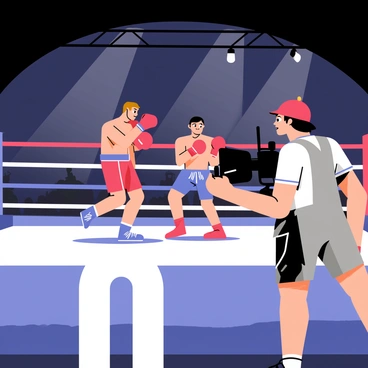 A photographer capturing the action from the ringside during a boxing match