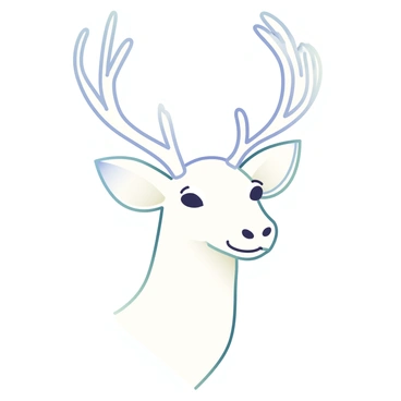 A minimalist line drawing features the head of a deer. The deer has large, gentle eyes and prominent antlers that extend gracefully from its head. The lines are smooth and unbroken, creating an elegant silhouette. The drawing emphasizes the shape of the ears, which are perked up, and the slender neck that connects to the head. The overall composition is balanced and showcases the beauty of the deer in a simple yet striking manner.