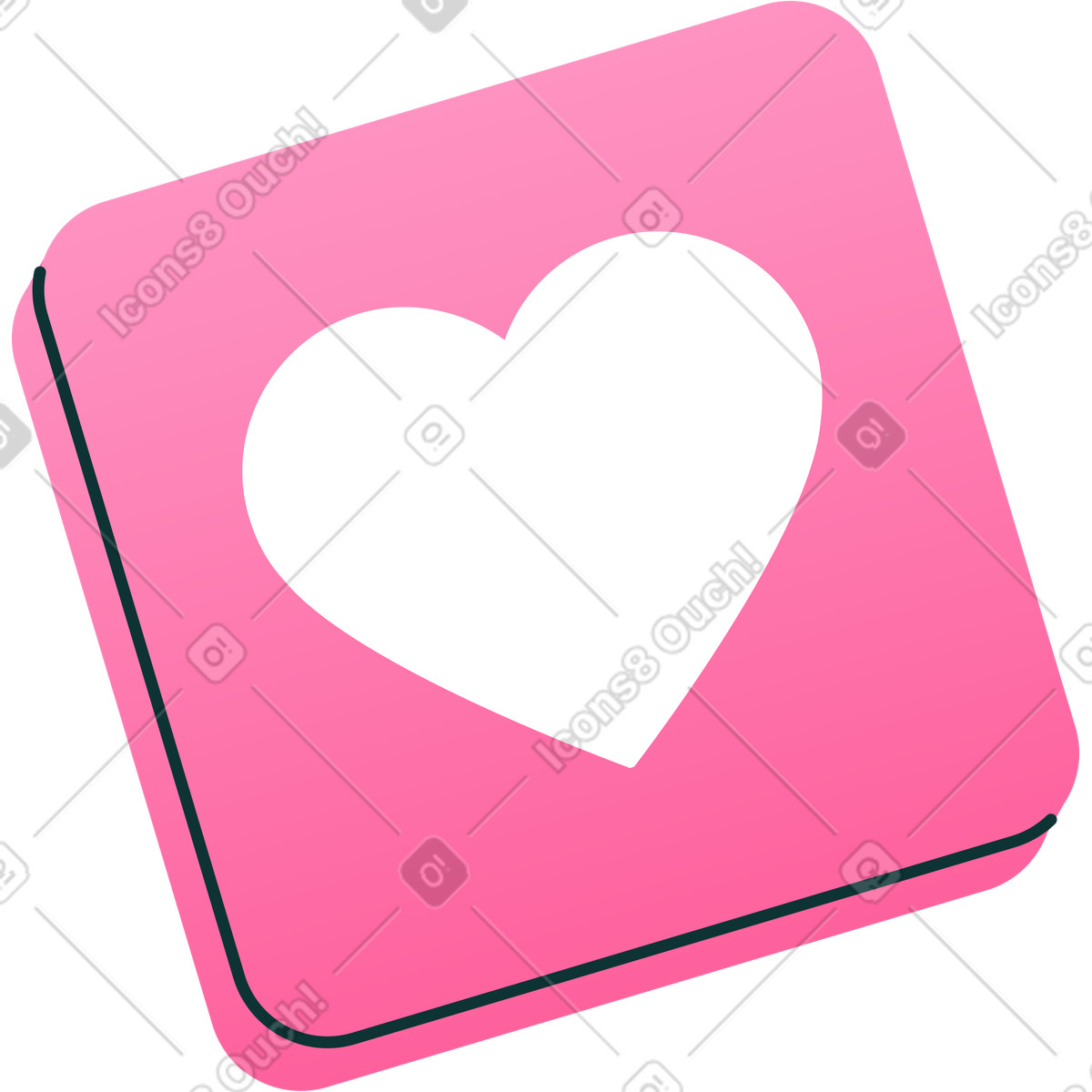 Ilustração de Ícone coração quadrado rosa em no estilo Florid para baixar em PNG, SVG
