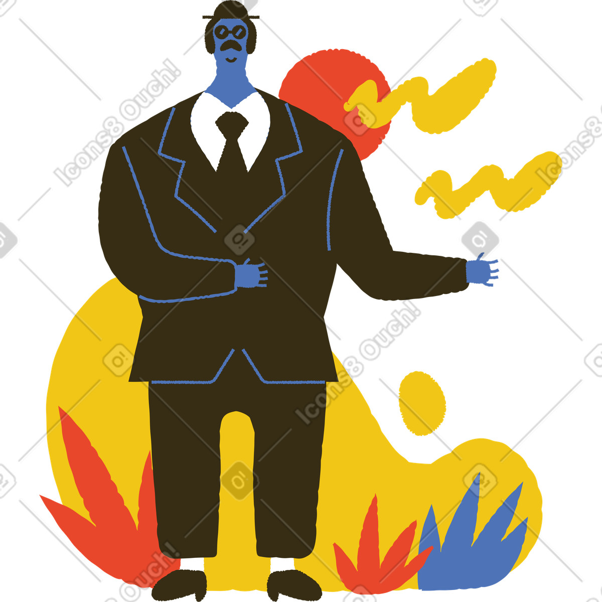 Ilustración Hombre acogedor con traje y corbata. en estilo Bermuda a descargar en PNG SVG