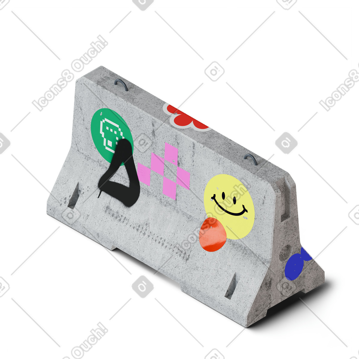Illustration Concrete barrier dans le style 3D Stickle à télécharger aux formats PNG, SVG