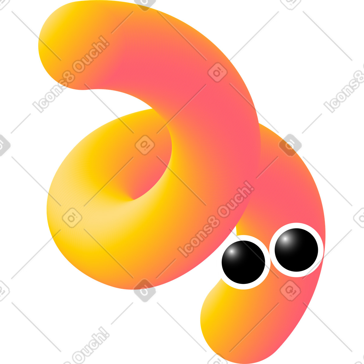 Rote locke mit augen-Illustration im Puffy-Stil als Download in PNG, SVG